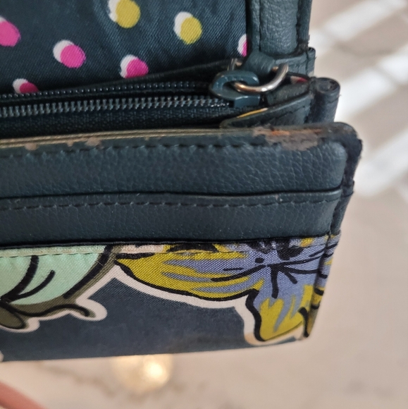 Vera Bradley Lily Floral Polka Dot Yellow Pink Multi Pocket Wallet - Picture 15 of 15